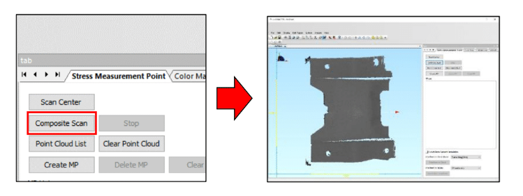 Two images showing the 'Composite Scan' selection in the software and what the composite scan looks like